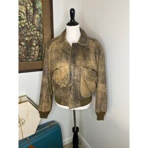 Vintage Hunt Club Distressed Leather A-2 Bomber Jacket Size 42R